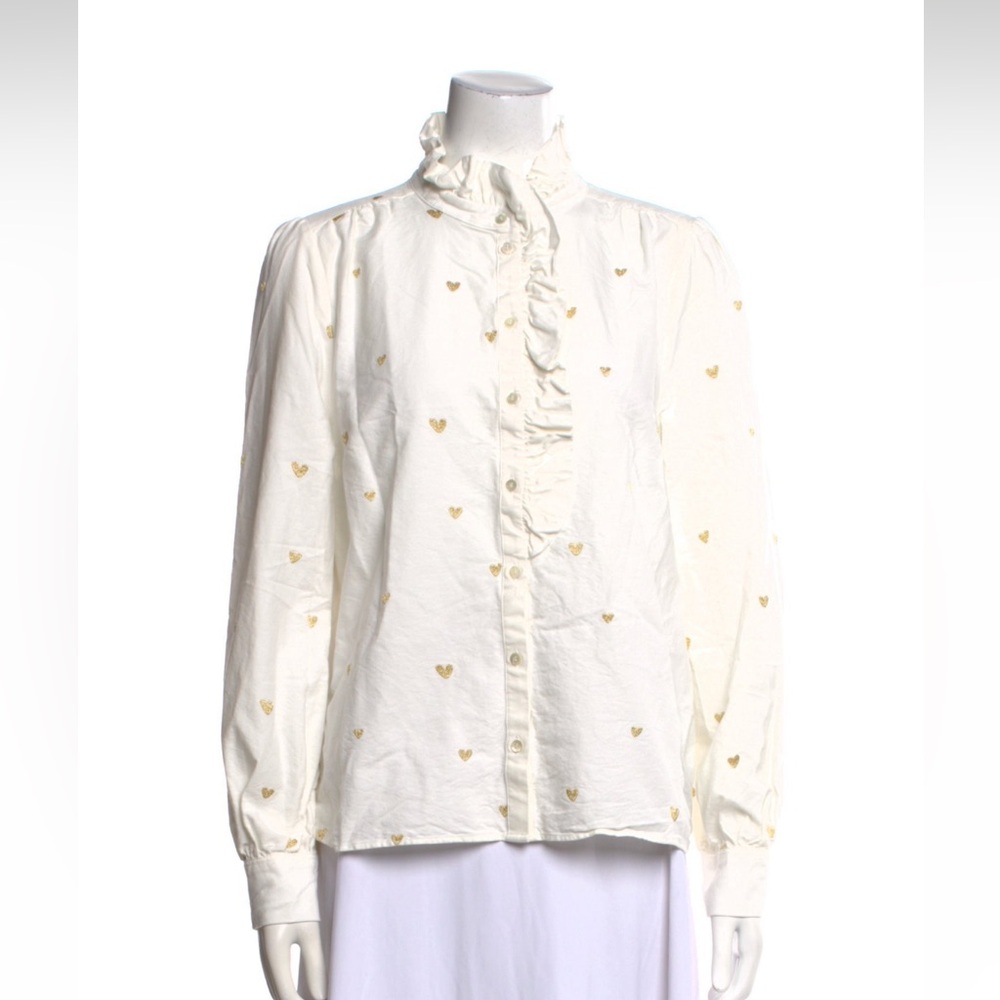 Sezane Chlo Shirt embroidered hearts